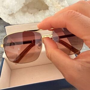 LV Gold Frame Brown Lens Aviator Sunglasses